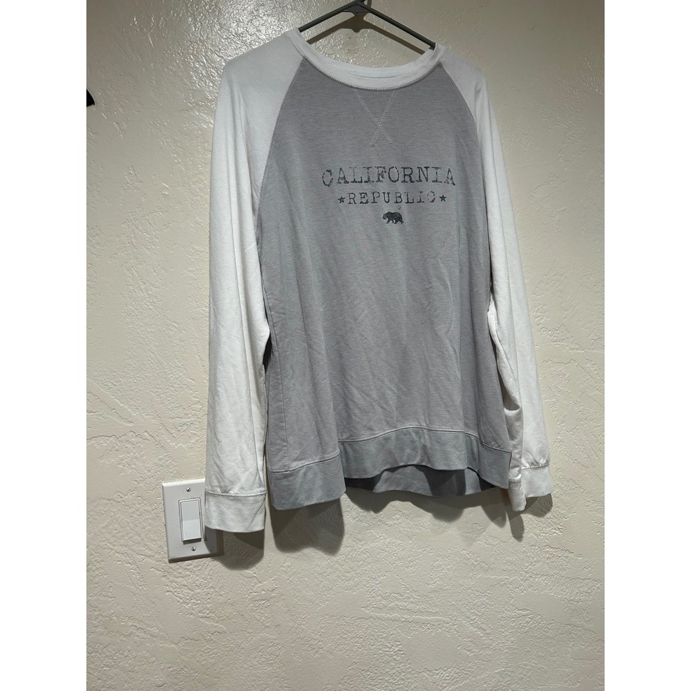 Salt Creek Apparel California Republic Raglan Sweatshirt Mens Medium Grey White